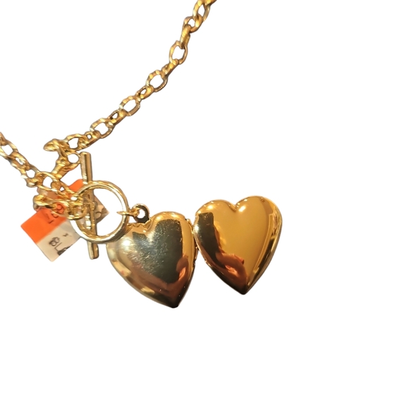 Mia Sarina Women Fine Silver Plated Heart Toggle Necklace Clasp Chain - Picture 7 of 9